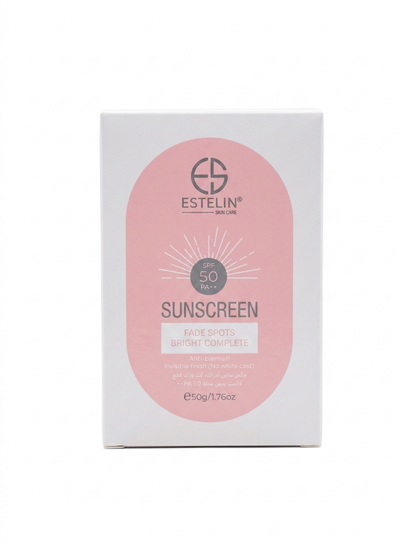 Estelin SPF 50 PA++ Sunscreen - Fade Spots, Bright Complete & No White Cast (50g)