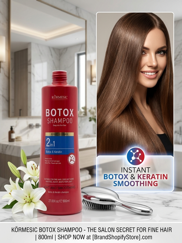 KÖRMESIC Botox Shampoo 2-in-1 with Keratin | Repair & Smooth Fine Hair | 800ml