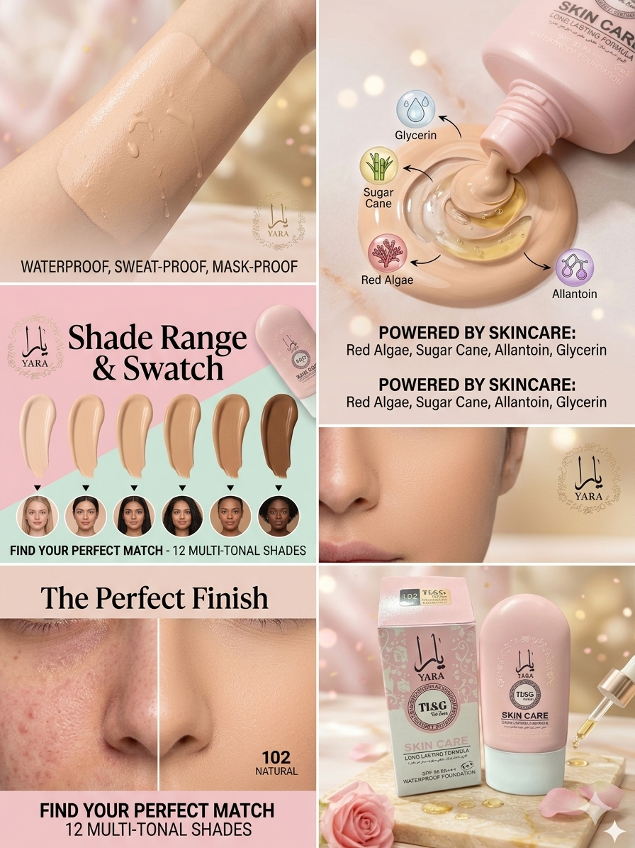 Yara skin care waterproof foundation 6in1