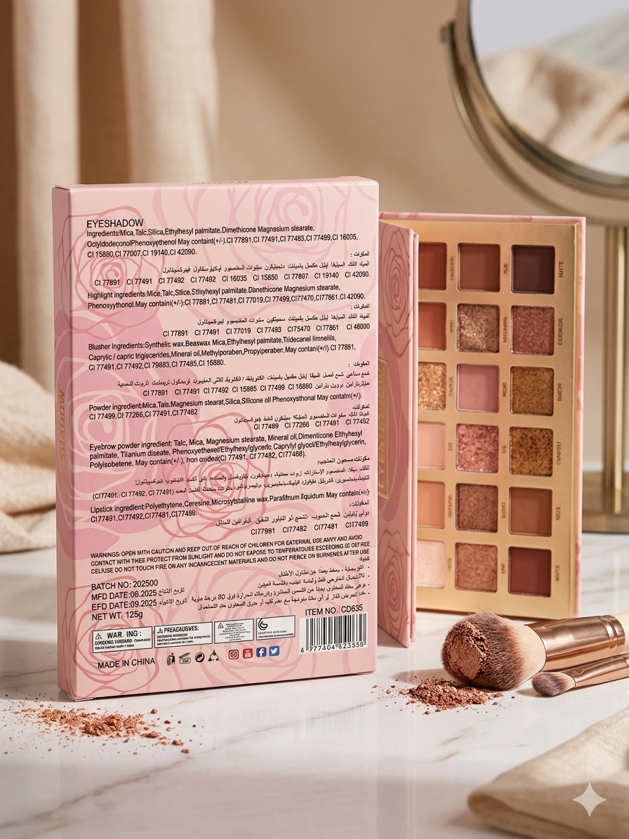 Nora flower Eyeshadow Palette, Professional Makeup Kit, Cosmetic Palette, Eye Makeup. 5in1