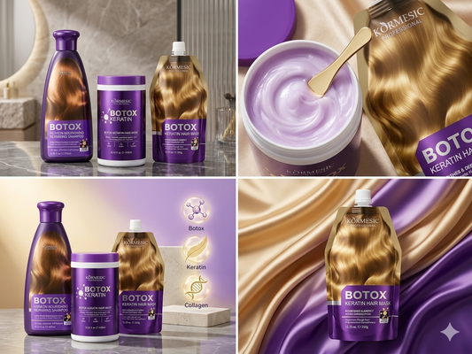 Körmesic Professional Botox Keratin Nourishing & Repairing Shampoo-1000ml Mask-1000ml Hair Mask Pouch - 350g 3pcs set
