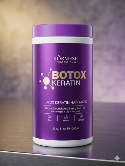 Körmesic Professional Botox Keratin Nourishing & Repairing Shampoo-1000ml Mask-1000ml Hair Mask Pouch - 350g 3pcs set