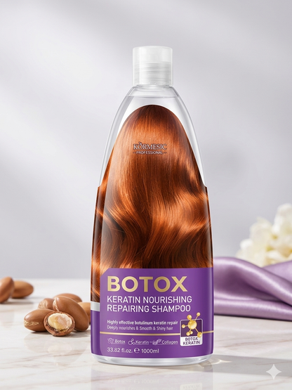 Körmesic Professional Botox Keratin Nourishing & Repairing Shampoo-1000ml Mask-1000ml Hair Mask Pouch - 350g 3pcs set